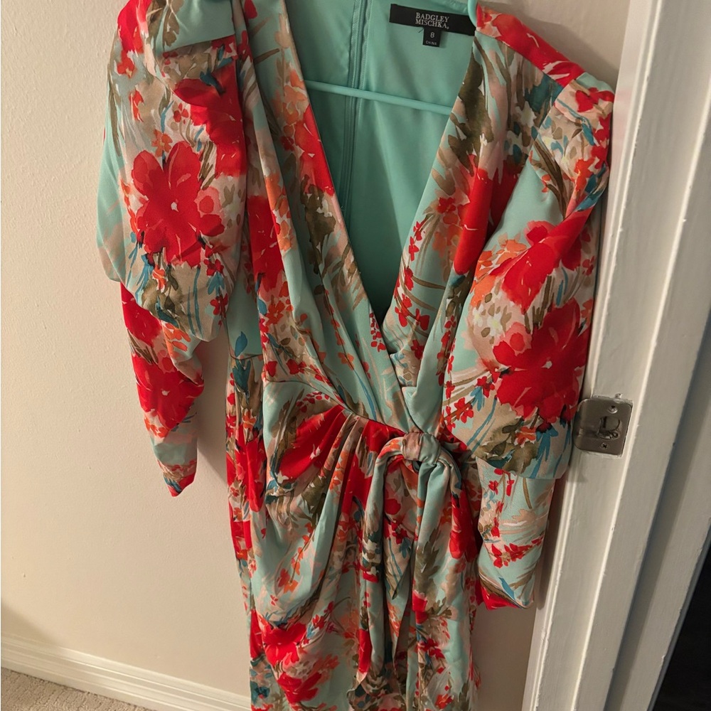 Badgley Mischka Floral dress - Red and Green